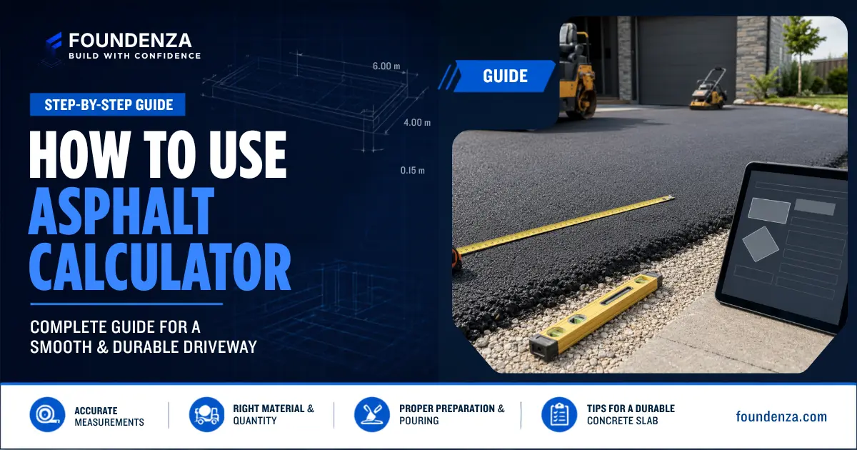 Asphalt driveway measurements and calculator inputs used to estimate asphalt tonnage