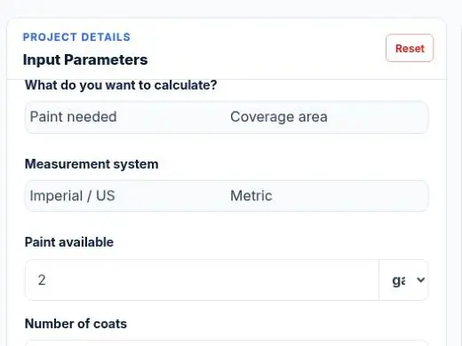 Paint Coverage Calculator Calculation Modes