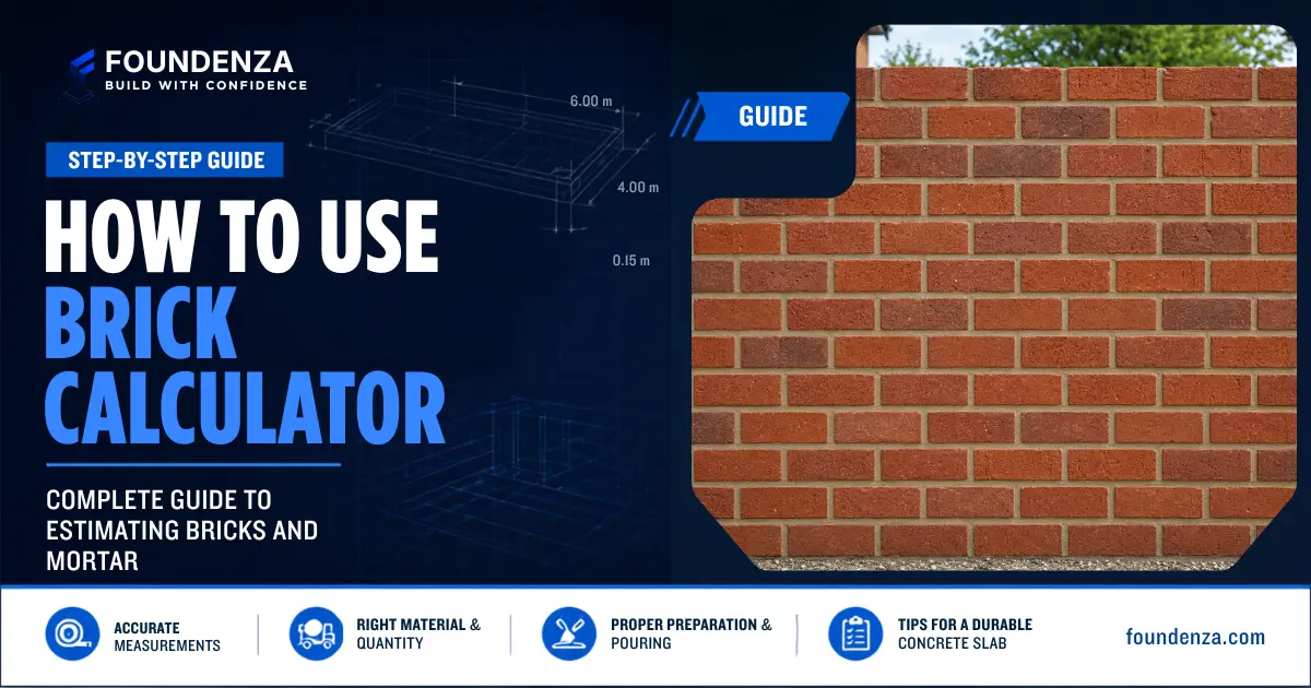 Brick wall measurements and calculator inputs used to estimate the number of bricks required
