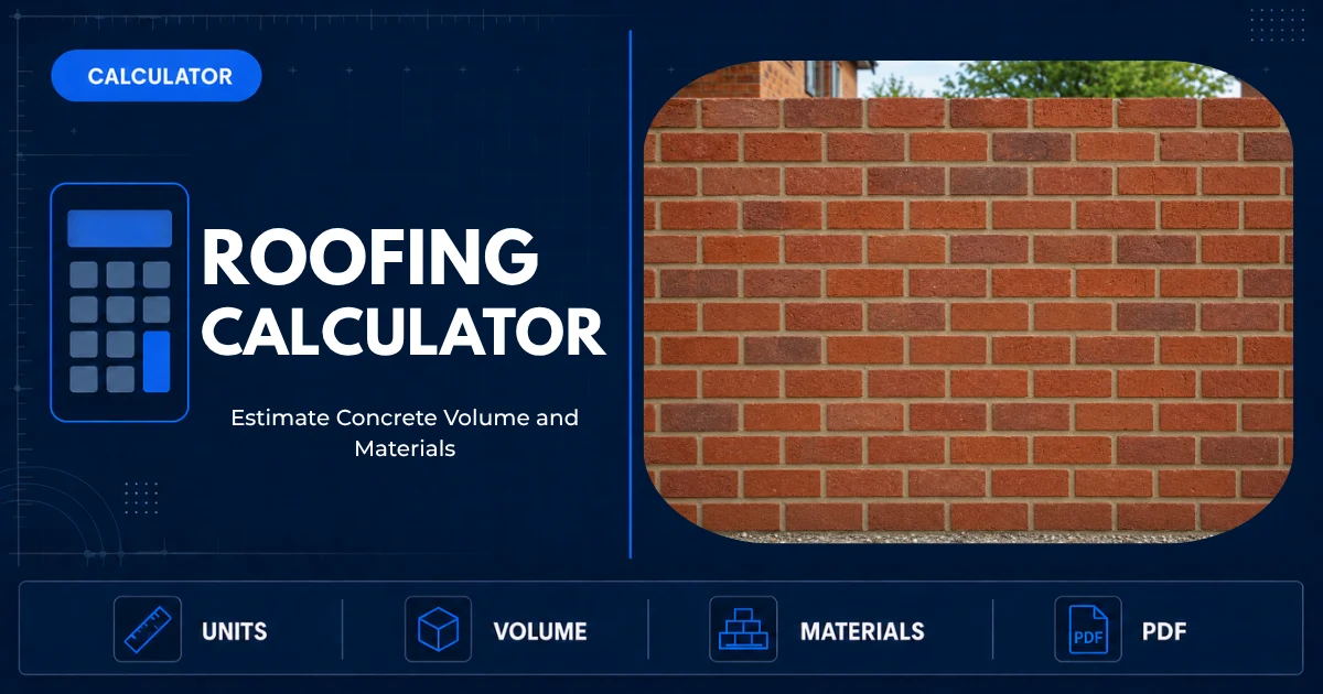 Roofing materials calculated from roof dimensions, pitch and waste allowance