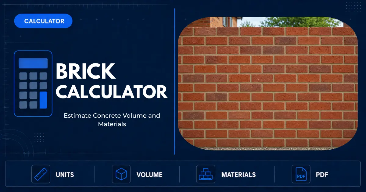 Brick wall quantity calculated from wall dimensions, openings and brick size