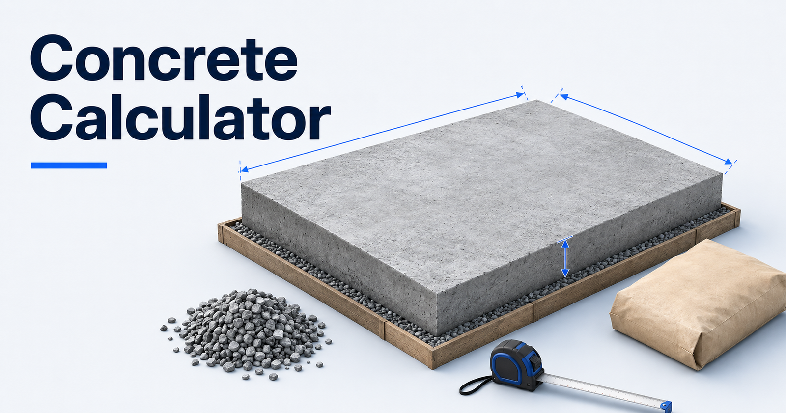 Concrete calculator for estimating slab volume and material quantities